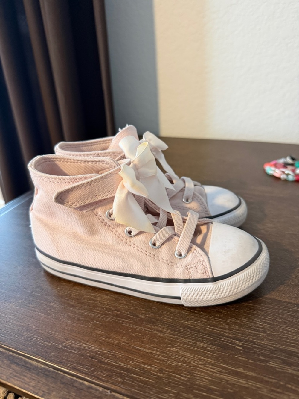 Converse Kids Pink Canvas High-Top Sneakers with Ribbon Laces